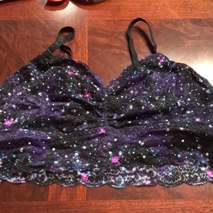 PINK galaxy print Bralette with Rhinestones Large